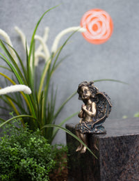 Thumbnail for Engel Bronze sitzend grün