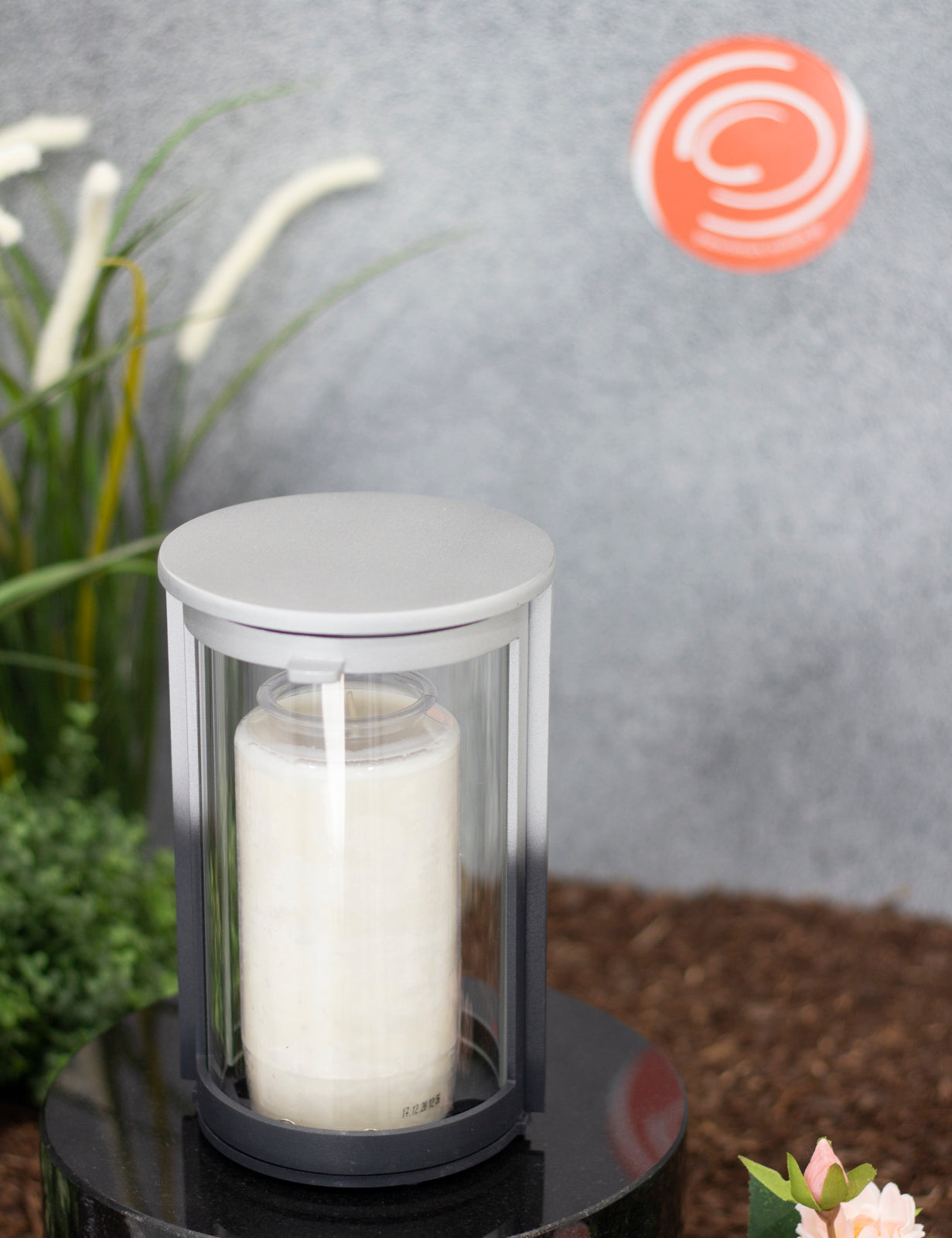 Grablampe Aluminium klein rund in Grautönen