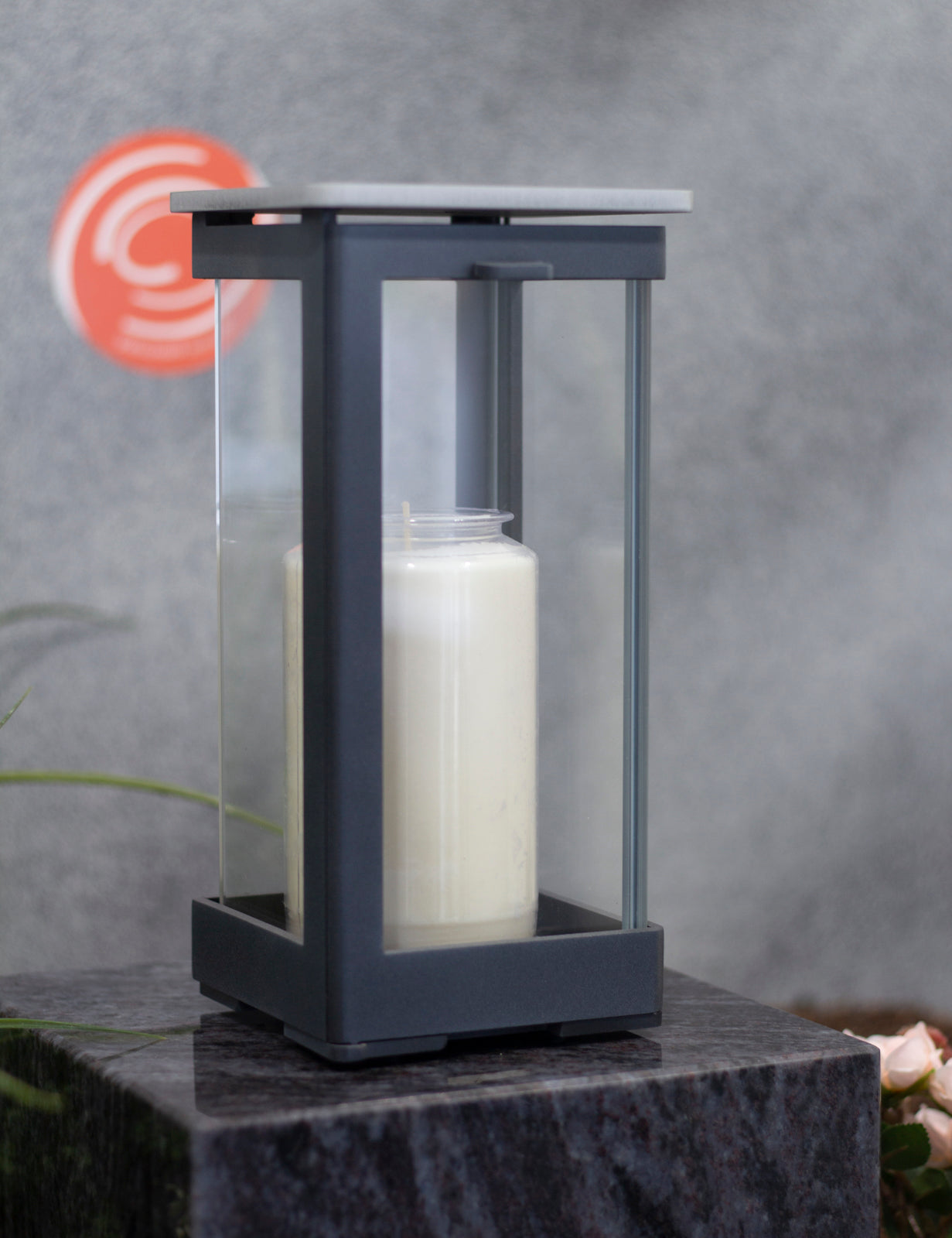 Grablampe Aluminium dunkelgrau mit Edelstahldeckel