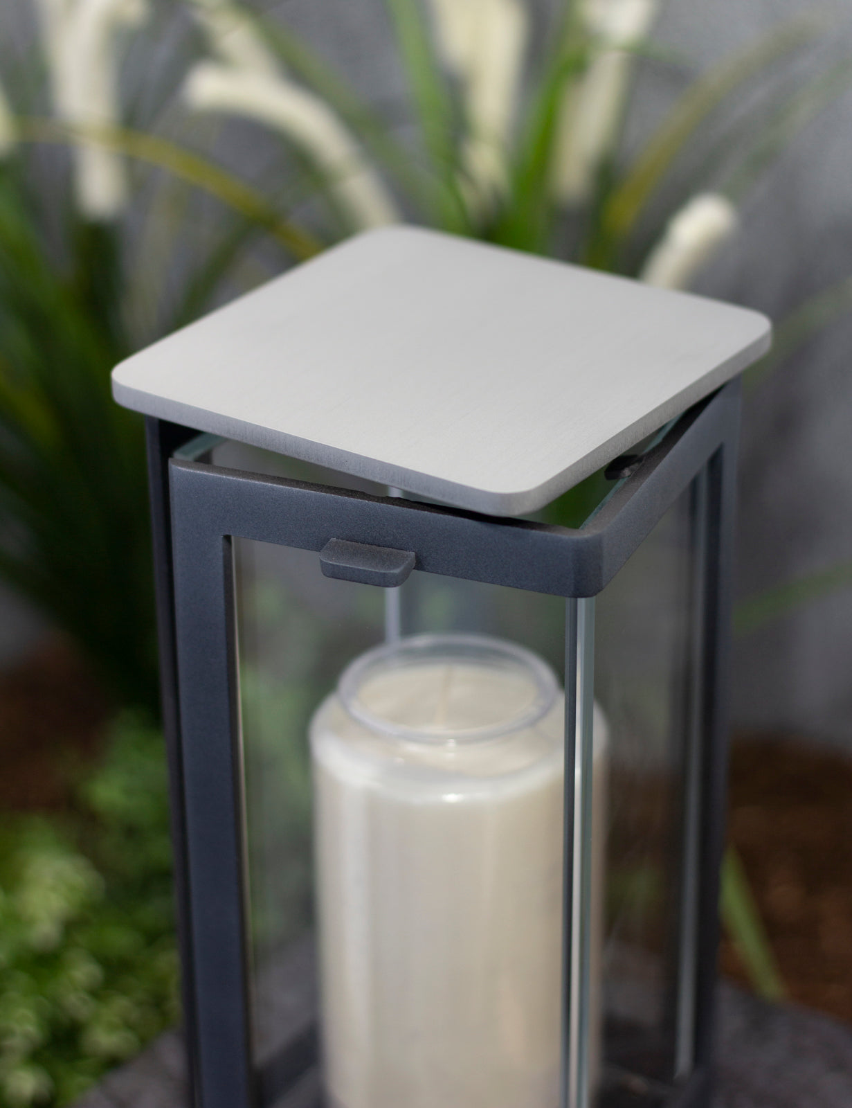 Grablampe Aluminium dunkelgrau mit Edelstahldeckel