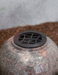 Thumbnail for Granitvase rot-grau-braun Kugel niedrig bauchig